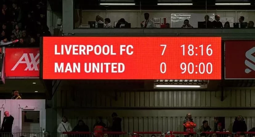 Kekalahan Manchester United atas Liverpool dengan skor 0-7