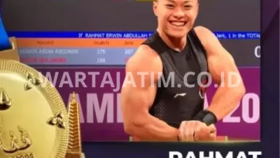 Lifter Indonesia Rahmat Erwin Abdullah Meraih Emas dan Pecahkan 2 Rekor SEA Games 2023.