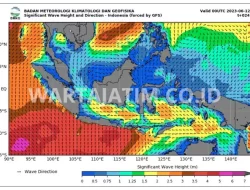 Waspada! Gelombang Tinggi Berpotensi di Perairan Utara dan Selatan Jawa Timur