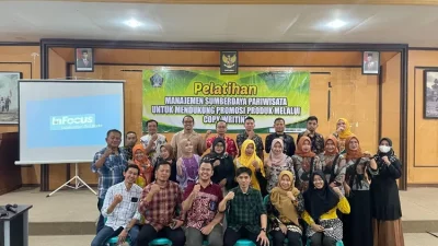 Pelatihan Manajemen Sumberdaya Pariwisata untuk Mendukung Promosi Produk melalui Copywriting di Gedung Bhakti Budaya Disbudpar Kabupaten Blitar, Kamis, 7 Desember 2023. (Foto: Dokumentasi Disbudpar Kabupaten Blitar)