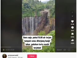 Banjir Lahar Terjang Air Terjun Tumpak Sewu, Puluhan Turis Mancanegara dan Lokal Terjebak