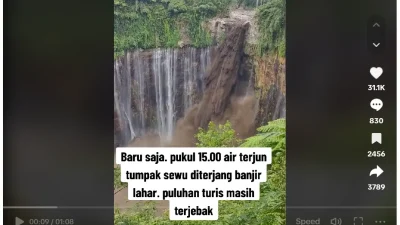 banjir lahar air terjun Tumpak Sewu