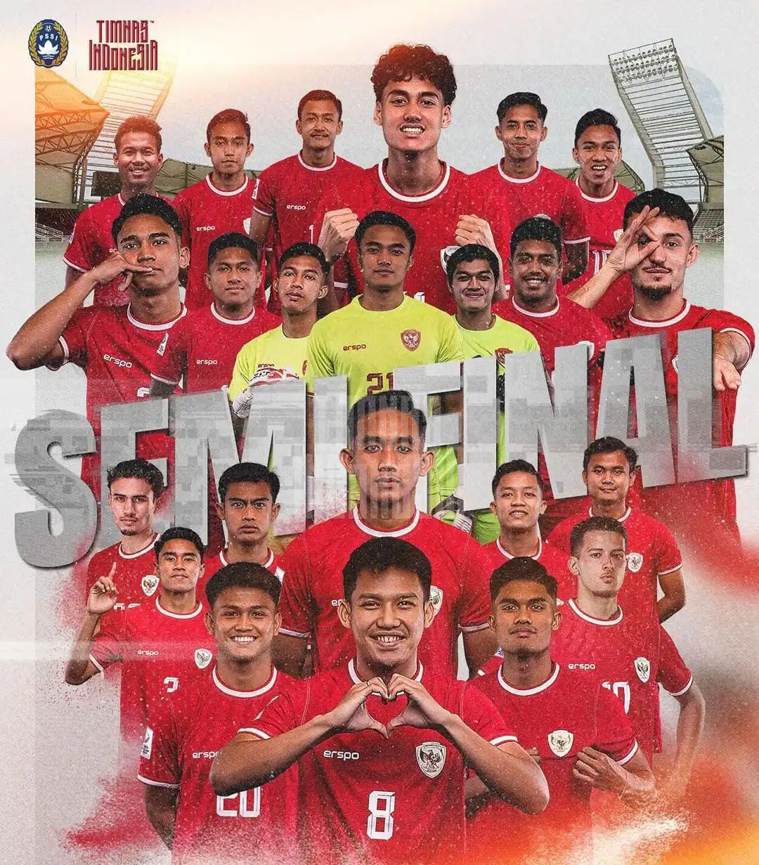 Timnas U-23 lolos ke semifinal piala Asia U-23 gambar diunggah dari akun instagram @timnas.indonesia