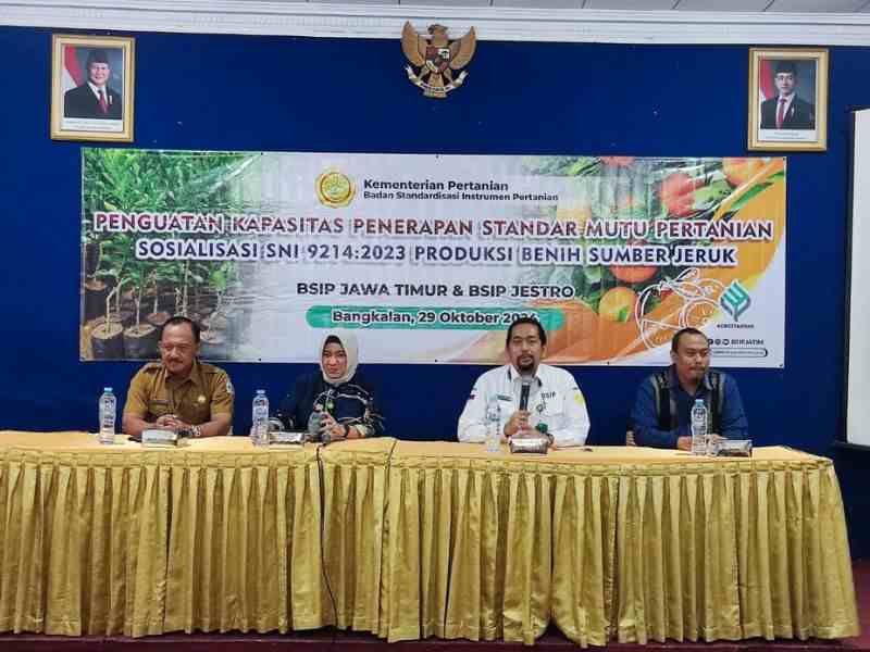 TPHP Kabupaten Bangkalan, bekerja sama dengan BSI Jawa Timur, adakan sosialisasi penguatan untuk produksi benih sumber jeruk.