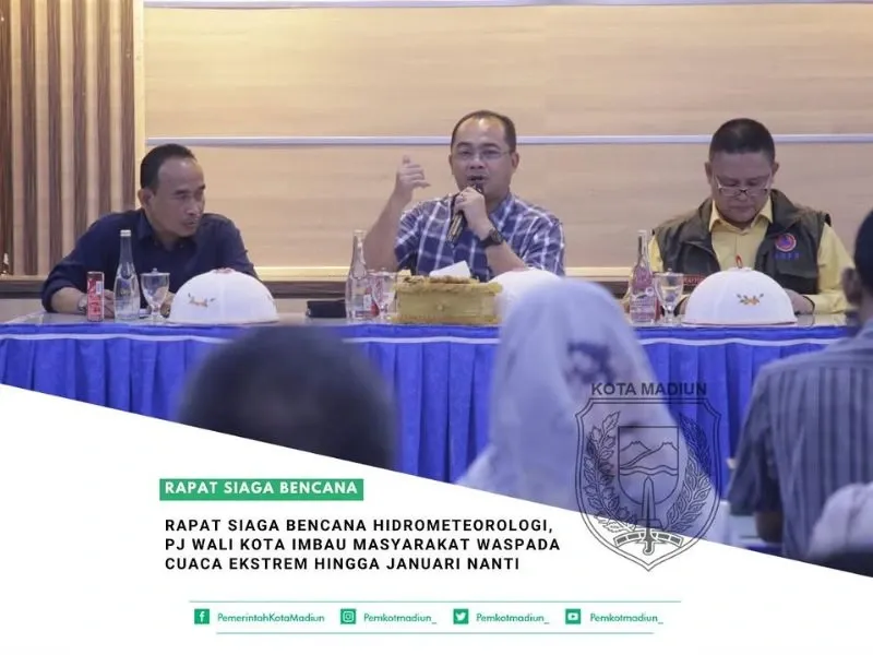 Rapat Siaga Bencana Hidrometeorologi, Pj Wali Kota Madiun Imbau Warga Waspada Cuaca Ekstrem