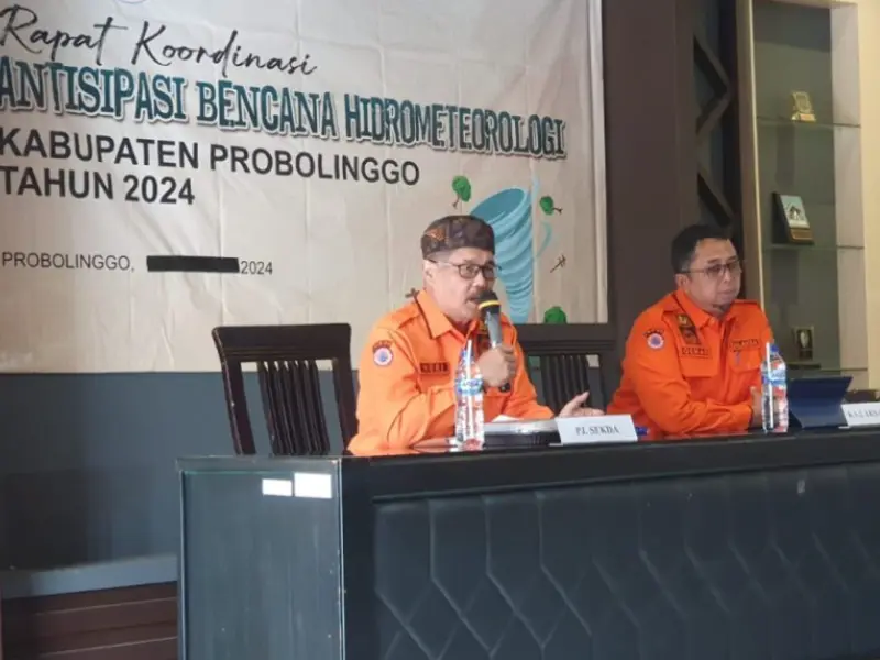 Sekretaris Daerah Kabupaten Probolinggo, Heri Sulistyanto, serta perwakilan Forkopimda, OPD, camat, instansi terkait, dan organisasi kebencanaan (2/12/2024). Sumber : Istimewa.