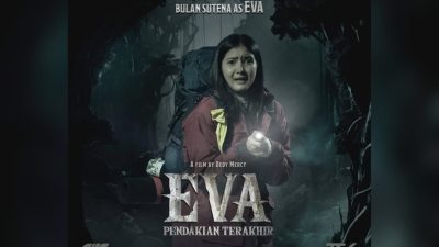 Poster film Eva: Pendakian Terakhir menampilkan karakter utama Eva (Bulan Sutena) dan Pasha (Keisha Alvaro) di tengah suasana gunung yang menyeramkan. Film ini mengangkat kisah nyata para pendaki yang menghadapi kejadian horor setelah melanggar pantangan di gunung.