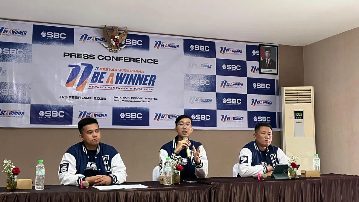 Konferensi pers kegiatan Gebyar Wirausaha oleh Sukses Berkah Community (SBC). (dok.Bridgeta-Warta Jatim)